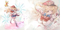  bad_id bad_twitter_id bare_shoulders blonde_hair breasts cygames elbow_gloves female gloves granblue_fantasy granblue_fantasy_(style) hat highres large_breasts long_hair magical_girl military_hat monika_weisswind pleated_skirt skirt sword thigh_strap thighhighs twintails wavy_hair weapon yu_pian zettai_ryouiki 