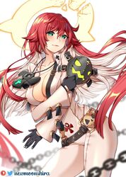  ankh_necklace ankh_print belt belt_buckle black_gloves blunt_ends bodysuit breasts broken_halo buckle cleavage collared_shirt colored_inner_hair female front_slit gloves green_eyes grey_mask guilty_gear guilty_gear_strive hair_between_eyes halo highres holding holding_mask jack-o&#039;_valentine jewelry large_breasts long_hair long_sleeves looking_at_viewer mask mature_female messy_hair multicolored_hair newmoonshira open_belt pants pendant plunging_neckline pumpkin_mask red_gloves red_hair shirt shoulder_belt skull_belt smile spiked_halo too_many too_many_belts two-tone_gloves two-tone_hair unworn_mask very_long_hair white_bodysuit white_hair white_pants white_shirt 