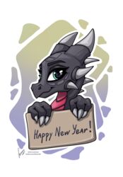  abstract_background activision cynder dragon english_text feet female hi_res holding_object holiday_message holidays horn mythological_creature mythological_scalie mythology new_year portrait scales scalie simple_background solo spyro_the_dragon stirren talon_hands talons text toes white_background 