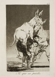  1799 18th_century absurd_res ambiguous_gender ancient_art aquatint asinus ass carrying_another clothed clothing donkey equid equine etching feral footwear formal_art francisco_goya fur group hi_res hooves human license_info looking_back los_caprichos male mammal monochrome nude open_mouth piggyback public_domain riding semi-anthro sepia shoes simple_background smile spanish_text spurs text traditional_media_(artwork) translated 