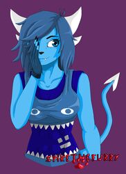  blue_body blue_eyes blue_hair clubette demon felid feline female geometry_dash hair hi_res humanoid mammal solo spike_the_furry 