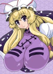  big_breasts blonde_hair breasts female hat huge_breasts large_breasts long_hair touhou ura urx_ura yakumo_yukari 