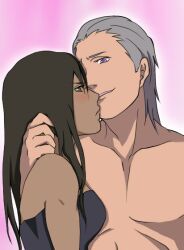  akatsuki_(naruto) blush couple dark_skin hidan kakuzu long_hair naruto naruto_shippuuden rule_63 sare415 short_hair smile 