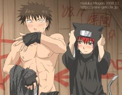  2boys abs chest haluka_mugen kankuro kankurou lowres multiple_boys muscle naruto naruto_shippuuden pecs red_hair sasori topless 