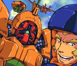  airplane asshimar cloud gundam helmet lowres mecha oekaki plane sky wire yuya zeta_gundam 