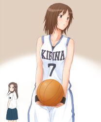  2girls basketball kimi_kiss kimi_kiss multiple_girls school_uniform short_hair sweat toki_(artist) uniform wristband 