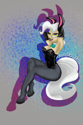  2:3 anthro black_lips blue_eyes bodysuit breasts bunny_costume clothing costume equid equine eyewear female friendship_is_magic furrytan glasses hasbro hi_res latex legwear lips mammal mayor_mare_(mlp) my_little_pony pantyhose pose skinsuit solo tight_clothing 