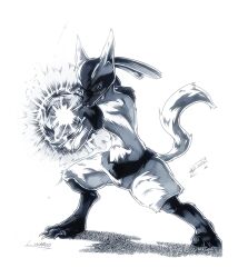  charging ear energy lucario no_humans pokemon tail 