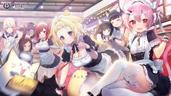  &gt;_&lt; 6+girls :3 :d ahoge animal_ear_fluff animal_ears apron ariake_(azur_lane) asagi_yuna azur_lane bare_shoulders bird black_cat black_dress black_footwear black_hair black_skirt blonde_hair blue_eyes blunt_bangs blush bow breasts brown_eyes brown_hair cat_ears cat_girl cat_tail chick cleavage cleavage_cutout clothing_cutout commentary_request cowboy_shot dark-skinned_female dark_skin detached_collar dress ear_ribbon ears_down extra_ears feline frilled_apron frilled_cuffs frilled_dress frilled_skirt frills garter_straps hair_between_eyes hair_intakes hair_ornament hair_ribbon hairbow hatsuharu_(azur_lane) hatsushimo_(azur_lane) holding holding_tray i-19_(azur_lane) i-25_(azur_lane) i-26_(azur_lane) indoors large_breasts leaning_forward long_hair looking_at_another looking_at_viewer maid maid_apron maid_cafe maid_headdress manjuu_(azur_lane) medium_hair meowfficer_(azur_lane) motion_blur multiple_girls notice_lines oerba_yun_fang official_alternate_costume official_art open_mouth pink_hair pink_tail plate puffy_short_sleeves puffy_sleeves purple_eyes rabbit_ears red_eyes red_hair red_ribbon ribbon short_hair short_sleeves sidelocks sitting skirt small_breasts smile standing strapless strapless_dress tail thighhighs tray twintails two_side_up very_long_hair white_bow white_garter_straps white_thighhighs wrist_cuffs x3 xd yellow_eyes yellow_tail yuugure_(azur_lane) yuugure_(maid-in-training!)_(azur_lane) zettai_ryouiki 