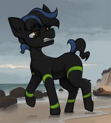  beach black_body celtic_mythology detailed_background equid equine european_mythology feral hasbro hi_res horse kelpie male mammal marsminer my_little_pony mythological_creature mythological_equine mythology pony rock seaside sky solo walking water 