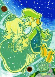  crown dress hat highres luigi mario_(series) nintendo pixiv_manga_sample planet princess_rosalina resized rosalina_(mario) rosetta_(mario) super_mario_bros. super_mario_galaxy wand 