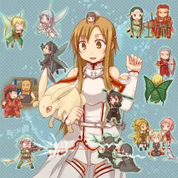  6+boys 6+girls agil alicia_rue anger_vein animal animal_ears annotated anti-materiel_rifle arm_up armor asuna_(sao) asuna_(sao-alo) bald bare_shoulders beard belt black_hair black_iron_great_sword black_wings blonde_hair blue_eyes blue_hair blue_wings blush bolt_action brown_eyes brown_hair butterfly_wings cat_ears cat_girl cat_tail chibi commentary_request creature dark_green_hair death_gun demonic_sword_gram_(sao) detached_sleeves dragon dress ear_covers elucidator energy energy_beam eugene_(sao) everyone facial_hair fairy fairy_wings feathered_dragon feathered_wings feathers feet_out_of_frame flying food full_body glowing glowing_eye green_wings grey_hair grey_wings gun hand_up hands_up heathcliff_(sao) holding holding_gun holding_shield holding_sword holding_weapon insect_wings kirito kirito_(sao-alo) kirito_(sao-ggo) klein_(sao) klein_(sao-alo) knight knights_of_blood_uniform_(sao) leafa liberator_(sao) light_blush lisbeth_(sao) lisbeth_(sao-alo) long_hair long_sleeves mask mini_dragon mini_person miniboy minigirl multiple_boys multiple_girls multiple_wings oberon_(sao) open_mouth pgm_hecate_ii pina_(sao) pink_hair pink_wings pointy_ears ponytail rabbit red_eyes red_hair red_wings rifle sakuya_(sao) scarf sheath sheathed shield short_hair short_twintails silica silica_(sao-alo) sinon sitting skull_mask smile sniper_rifle spread_wings standing sword sword_art_online tail teeth thighhighs thighs twintails unsheathed upper_teeth_only very_long_hair weapon white_belt white_dress white_sleeves white_thighhighs wings yellow_wings yui_(sao) yuugure 