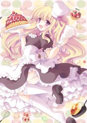  :d bad_id bad_pixiv_id blonde_hair chef_hat female food fruit hat holding icing long_hair maid mizuse_kiseki open_mouth original panties pantyshot photoshop_(medium) pink_eyes plate smile socks solo strawberry underwear whisk wrist_cuffs 