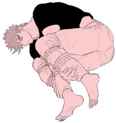  1boy barefoot battle_tendency bondage clothing jojo&#039;s_bizarre_adventure joseph_joestar male male_only nakaji solo tied_up 