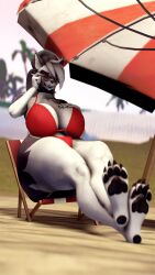  1girls 3d 3d_(artwork) anthro big_ass big_legs big_thighs bikini legs loona_(helluva_boss) mini_giantess paws sfm source_filmmaker tall_female tall_girl veins veiny_breasts 