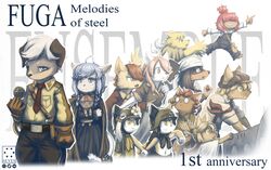  2022 6eyesandhooves absurd_res anniversary anthro armor artist_logo boron_brioche bottomwear britz_strudel canid canine caninu canis chick_montblanc clothed clothing cyberconnect2 domestic_cat domestic_dog felid feline felineko felis fuga:_melodies_of_steel group hack_montblanc hair hair_over_eyes hanna_fondant hat headgear headwear helmet hi_res instagram_logo jin_macchiato kyle_bavarois little_tail_bronx logo lolicon malt_marzipan mammal mei_marzipan open_mouth pants sheena_falafel socks_million teeth topwear twitter twitter_logo wappa_charlotte watermark young 