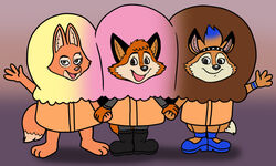  anthro canid canine chocolate_ice_cream clothing costume cream_(food) darma_(rock_dog) dessert diane_foxington dreamworks female food food_costume fox gesture group hand_holding ice ice_cream ice_cream_costume lil&#039;_foxy mammal neapolitan_ice_cream orange_body rock_dog strawberry_ice_cream the_bad_guys trio vanilla_ice_cream vixdojofox waving 