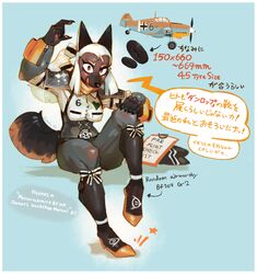  2019 5_fingers accessory aircraft anthro arms_bent bent_legs bf_109 bf_109_(hideki_kaneda) bf_109_g bf_109_g-2 biped black_body black_fur border bow_(feature) bow_knee_highs bow_legwear breasts brown_body brown_eyes brown_fur canid canine canis clipboard clothed clothing clothing_bow conjoined_speech_bubble dialogue directional_arrow domestic_dog english_text female fingers fluffy fluffy_tail fur hair hair_accessory hair_ribbon hand_on_knee hand_on_leg hand_on_own_knee hand_on_own_leg heart_clothing heart_print heart_symbol heart_topwear hideki_kaneda highlighted_text holding_knee holding_leg holding_raised_leg information_label japanese_text knee_highs legwear looking_at_viewer mammal messerschmitt metric_unit number number_on_clothing number_on_topwear number_print open_mouth pattern_bow pattern_ribbon pinstripe_bow pinstripe_ribbon pinstripes planted_leg print_clothing print_topwear raised_leg ribbons simple_background sitting solo speech_bubble star star_polygon star_reaction striped_bow striped_ribbon tail text text_emphasis tire topwear translation_request unit vehicle white_border white_hair 