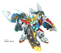  beam_rifle buster_rifle character_name chibi commentary energy_gun english_text firing glowing glowing_eyes green_eyes gun gundam gundam_wing holding holding_gun holding_shield holding_weapon juya mecha mobile_suit no_humans pointing_weapon robot science_fiction sd_gundam shield solo v-fin weapon white_background wing_gundam_zero wings 