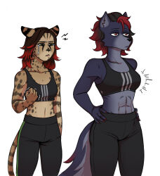  2024 abs anthro black_hair bodily_fluids bra breast_envy breast_size_difference breasts brown_body brown_eyes brown_fur canid canine canis claws clothing colored_nails crying duo ear_markings ears_down ears_up felid feline female fist fluffy fluffy_tail fur green_eyes grey_body grey_fur grey_tail gummyfishowo hair hi_res jealous mammal markings multicolored_body multicolored_hair nails pivoted_ears red_eyes red_hair red_nails serval short_hair slim small_breasts snout sports_bra sports_bra_difference_meme sportswear striped_markings striped_tail stripes tail tail_markings tears thin_tail underwear wolf yellow_body yellow_fur 