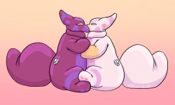  animate_inanimate anthro avian closed_eyes dark_wright_(seijin_wright) duo female hi_res hug hugging_another hybrid inflatable inflation light_wright_(seijin_wright) living_inflatable male male/female nozzle pool_toy purple_body seijin_(seijin_wright) seijin_wright simple_background slightly_chubby white_body 