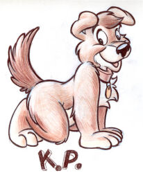  all_fours anthro black_nose brown_body brown_fur button_ears canid canine canis character_name chest_tuft collar collar_only collar_tag colored_pencil_(artwork) domestic_dog eyebrows floppy_ears fur happy head_tuft herbie_bearclaw hindpaw kuddlepup male mammal nude open_mouth open_smile paws raised_tail red_collar shaded simple_background smile snout solo tail traditional_media_(artwork) tuft white_background 