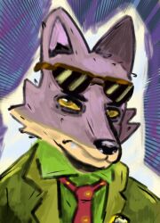  anthro apollo_caelum canid canine clothed clothing dale_donovan_(friends_vs_friends) disco_elysium eyewear friends_vs_friends glasses male mammal necktie solo 