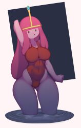  adventure_time big_breasts long_hair looking_at_viewer mob_face pink_body pink_hair princess_bubblegum standing swimsuit thick_thighs 