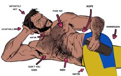  1boy abs alcohol arm_hair armpit_hair ass bara beard biceps bonjourdraws bottle brown_hair chest_hair closed_mouth commentary deadpool_&amp;_wolverine english_text facial_hair hairy hand_on_own_head head_rest holding holding_bottle large_pectorals looking_at_viewer lying male_focus marvel mature_male muscular muscular_male navel_hair nipples on_side pectorals short_hair simple_background solo superhero_costume thighs topless_male white_background wolverine_(x-men) x-men 