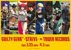  1other 3girls 5boys :d ;d alternate_costume ankh aqua_background aqua_eyes arm_up axl_low backlighting band bandana bass_guitar belt black_hair black_panties black_pants black_shirt blonde_hair blue_background blue_eyes blunt_ends breasts brown_eyes brown_gloves brown_hair chains cleavage closed_mouth collarbone colored_eyelashes colored_inner_hair commentary_request copyright_name copyright_notice cowboy_shot cropped dark-skinned_female dark-skinned_male dark_skin dorpos drum drum_set drumsticks english_text facial_mark fingerless_gloves fire forehead_mark forehead_protector furrowed_brow glasses gloves glowing glowing_eyes green-tinted_eyewear green_background green_eyes grey_background grey_hair grin guilty_gear guilty_gear_strive guilty_gear_strive_x_tower_records guitar gun gyaru hair_between_eyes halo hand_up handgun happy_chaos hat hidehiko_sakamura highres holding holding_instrument holstered horns i-no impossible_clothes impossible_shirt index_finger_raised instrument jack-o&#039;-lantern jack-o&#039;_valentine jitome ky_kiske large_breasts leg_up light_smile long_hair looking_at_viewer matching_outfits medium_breasts medium_hair merchandise merchandise_available messy_hair microphone microphone_stand mole mole_above_mouth multicolored_hair multiple_boys multiple_girls muscular muscular_male music nagoriyuki official_art one_eye_closed open_mouth orange_eyes panties pants piano pink_background pink_lips playing_instrument ponytail promotional_art purple_background ramlethal_valentine red_background red_hair sanpaku scoop_neck shiny_clothes shiny_skin shirt short_hair short_shorts shorts simple_background singing sitting smile sol_badguy spiked_halo standing sunglasses t-shirt tattoo thighs tight_clothes tight_shirt tinted_eyewear toned too_many too_many_belts tower_records tsurime two-tone_hair underwear very_long_hair weapon white_hair white_pants white_shirt white_shorts witch witch_hat x-shaped_eyewear yellow_background 