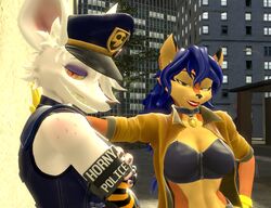  2023 3d_(artwork) anthro breasts canid canine carmelita_fox cleavage clothed clothing digital_media_(artwork) duo female fox freckles hair horny_police joelsfm looking_at_viewer mammal midriff officer_flint_(foretbwat) rodent sly_cooper_(series) smile smiling_at_viewer smirk smirking_at_viewer sony_corporation sony_interactive_entertainment source_filmmaker_(artwork) sucker_punch_productions warfare_carmelita warfare_machine 