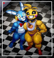  1boy 1girls 2023 almost_naked almost_nude beakless bib big_breasts big_ears black_eyes blue_body blush breast_on_chest breasts_exposed breasts_out buckteeth chicken chicken_girl child_bearing_hips e4hargus eyebrows eyelashes female five_nights_at_freddy&#039;s five_nights_at_freddy&#039;s_2 grab grabbing grabbing_head green_eyes green_pupils hand_on_head hand_on_hip huge_boobs huge_breasts huge_thighs looking_at_viewer muscle muscular muscular_arms muscular_female muscular_legs muscular_thighs no_beak no_bra orange_feet pink_panties rakoongrey robot robot_girl robot_humanoid sharp_teeth smile smiling smiling_at_viewer toy_bonnie_(fnaf) toy_chica_(fnaf) video_game video_game_character video_game_franchise video_games white_pupils yellow_body yellow_hair 