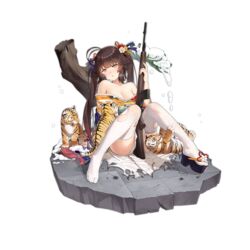  against_tree battle_rifle between_legs blue_robe blush breasts brown_hair bullet_hole chinese_zodiac claw_mark cleavage colored_tips damaged faux_figurine feet female flower full_body girls&#039;_frontline gun hair_flower hair_ornament hair_ribbon haneru heavy_breathing holding holding_gun holding_weapon japanese_clothes kimono knees_together_feet_apart knees_up legs long_hair looking_at_viewer m14 m14_(girls&#039;_frontline) m14_(tiger_cubs_of_prosperity)_(girls&#039;_frontline) medium_breasts multicolored_hair nail_polish no_shoes official_alternate_costume official_art okobo on_ground open_mouth orange_nails red_hair ribbon rifle robe sandals simple_background single_sandal sitting smile snow snow_on_tree solo thighhighs third-party_source tiger tiger_cub toes torn_clothes torn_footwear torn_kimono torn_thighhighs transparent_background tree twintails weapon white_thighhighs year_of_the_tiger yellow_eyes 