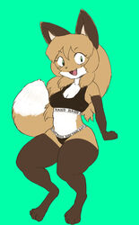  anonymous_artist anthro averi_(fiddleafox) black_bra black_clothing black_panties black_underwear bra breasts brown_body brown_fur brown_hair canid canine cleavage clothed clothing cute_fangs dipstick_tail english_text female fox fur green_eyes hair hi_res looking_at_viewer mammal markings multicolored_tail panties red_fox sitting solo sports_bra sportswear tail tail_markings text text_on_bra text_on_clothing text_on_panties text_on_underwear thick_thighs true_fox underwear underwear_only wide_hips 