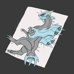  1:1 anthro closed_eyes dragon dying dying_in_a_glue_trap generation_5_pokemon glue glue_trap grey_body hi_res humor icestardragonhc kyurem legendary_pokemon meme mythological_creature mythological_scalie mythology nintendo pokemon pokemon_(species) scalie solo 