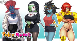  anthro arceus_symbol armarouge armor big_breasts bikini breasts cleavage cleavage_cutout clothed clothing coat cutout female gardevoir generation_3_pokemon generation_4_pokemon generation_9_pokemon group hi_res luxray mature_female nintendo nun pokemon pokemon_(species) string_bikini swimwear thyhsilverfeet topwear weavile 