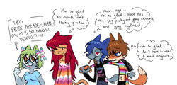  alternate_species anthro bisexual_pride_colors blue_hair bokutachi-san brown_hair canid canine canis clothing crop_top dialogue domestic_cat eating eating_food felid feline felis female food fox fur furrification glistening glistening_eyes green_hair grey_body grey_fur group hair hi_res hitoshi-san koneko-chan lesbian_pride_colors lgbt_pride male mammal markings midriff multicolored_clothing nyan_neko_sugar_girls orange_body orange_fur peaceandlove26 pocky pride_colors rainbow_clothing rainbow_flag rainbow_pride_flag rainbow_symbol raku-chan red_hair shirt snout speech_bubble striped_markings striped_tail stripes tail tail_markings thought_bubble toony topwear transgender_pride_colors wolf 