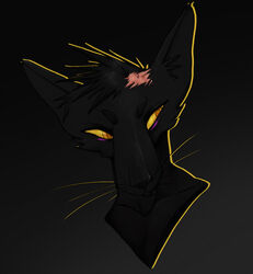  anthro black_body black_ears black_fur black_hair black_nose bust_portrait felid fur hair head_scar hi_res lionfloof looking_aside male mammal mouth_closed orange_eyes orange_pupils portrait pupils scar short_hair simple_background solo whiskers yellow_sclera 