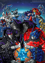  autobot blaster_(transformers) blue_eyes bumblebee_(transformers) decepticon everyone flying jetfire kim_yura_(goddess_mechanic) looking_at_viewer looking_up matrix_of_leadership mecha megatron mirage_(transformers) no_humans optimus_prime optimus_prime_(idw) photoshop_(medium) prowl_(transformers) red_eyes robot rumble_(transformers) science_fiction shockwave_(transformers) skywarp soundwave_(transformers) starscream the_transformers_(idw) thundercracker transformers ultra_magnus v-fin 