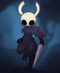  ambiguous_gender black_body hi_res holding_object holding_weapon hollow_knight k1ko melee_weapon solo team_cherry the_knight_(hollow_knight) weapon 