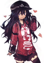  absurdres akatsuki_(kancolle) alternate_costume black_hair blue_eyes blush_stickers commentary_request doyagao female flat_cap hat heart heart_in_eye highres hood hoodie intestines kaamin_(mariarose753) kantai_collection kidney liver long_sleeves looking_at_viewer lungs partial_commentary red_hoodie shitty_t-shirt_naval_base smug snake solo stomach_(organ) symbol_in_eye thighhighs v-shaped_eyebrows 