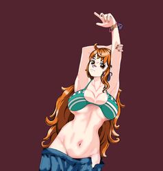  absurdres bottomless dress female highres long_hair mecedo nami_(one_piece) one_piece one_piece_treasure_cruise self-upload smile solo 