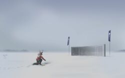  16:10 2016 ambiguous_gender anthro clothed clothing crouching deer detailed_background digital_media_(artwork) flag flower fur hi_res kavaeric mammal outside p700 plant scenery sky snow solo traveler widescreen 