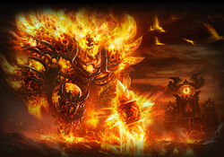  armor fire hammer lava looking_at_viewer ragnaros warcraft weapon world_of_warcraft 