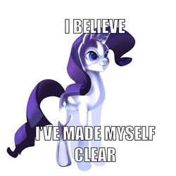  1:1 aztrial blue_eyes english_text equid equine female friendship_is_magic hair hasbro horn humor mammal my_little_pony mythological_creature mythological_equine mythology pun purple_hair rarity_(mlp) simple_background solo text translucent unicorn visual_pun white_background 