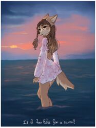  2023 anthro border brown_body brown_fur brown_hair canid canine clothed clothing cotton_(yshanii) digital_media_(artwork) english_text female fur hair hi_res mammal solo tan_body tan_fur text white_border yshanii 