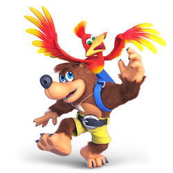  1:1 2019 3_toes 3d_(artwork) absurd_res anthro avian backpack banjo-kazooie banjo_(banjo-kazooie) barefoot beak bear bird black_claws blue_eyes breegull brown_body brown_fur brown_pawpads carrying_another claws clothed clothing detailed detailed_feathers detailed_fur digital_media_(artwork) duo eyelashes feathers feet female feral fur green_eyes hi_res jewelry kazooie male mammal necklace nintendo official_art open_beak open_mouth open_smile pawpads rareware realistic_lighting realistic_shading red_body red_feathers simple_background smile snout soles spread_wings standing super_smash_bros. super_smash_bros._ultimate teeth toe_claws toes toony topless unknown_artist white_background wings 