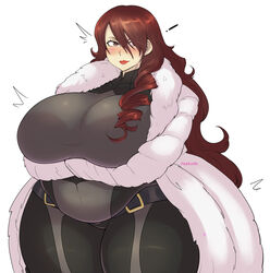  ! 1girls belly belt big_belly big_breasts breasts breasts_bigger_than_head clothed clothes clothing coat eyebrows eyelashes fat female female_only fully_clothed fur_coat hair_over_one_eye hips huge_breasts human human_only humanoid large_belly large_breasts lipstick long_hair mammal mature_female mitsuru_kirijo overweight persona persona_3 pinkkoffin red_eyes red_hair red_lipstick simple_background slightly_chubby solo solo_female standing sweater thick thick_ass thick_thighs thighs tight_clothing tummy voluptuous white_background wide_hips 