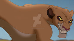  2022 blue_eyes blue_sky chin_tuft clenched_teeth detailed_background deviantart_logo digital_media_(artwork) disney distracting_watermark eyesinthedark666 facial_tuft fangs felid female feral grin hair lion mammal outside pantherine pink_nose shaded sky smile soft_shading solo teeth the_lion_king tuft vitani_(the_lion_king) watermark yellow_sclera 