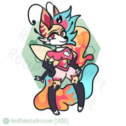  1:1 anthro canid canid_demon canine chibi demon female hellhound helluva_boss hi_res honeycomb mammal merchandise mythological_canine mythological_creature mythology queen_bee-lzebub_(helluva_boss) redpalette solo 